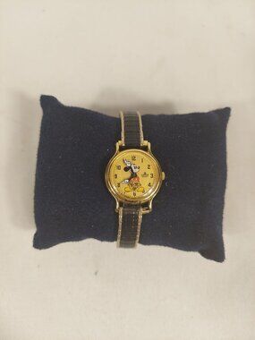 Vintage Lorus Disney Mickey Mouse Watch Gold & Black 2 Face Link Band